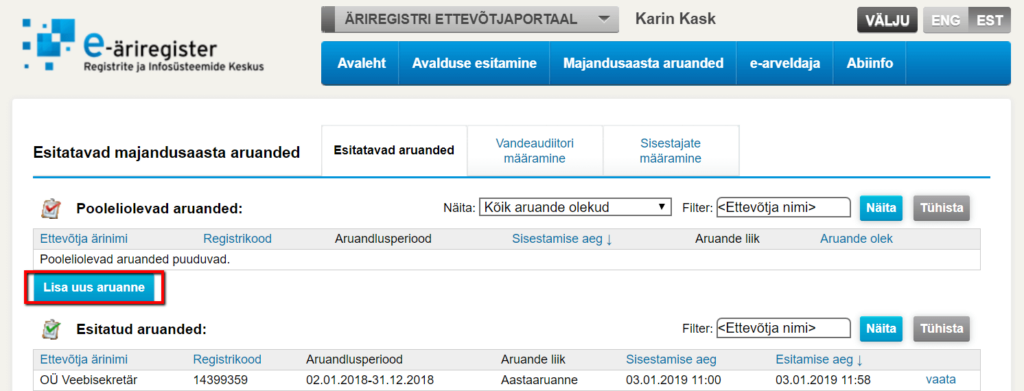 mikroettevõtte aastaaruande koostamine lisa uus